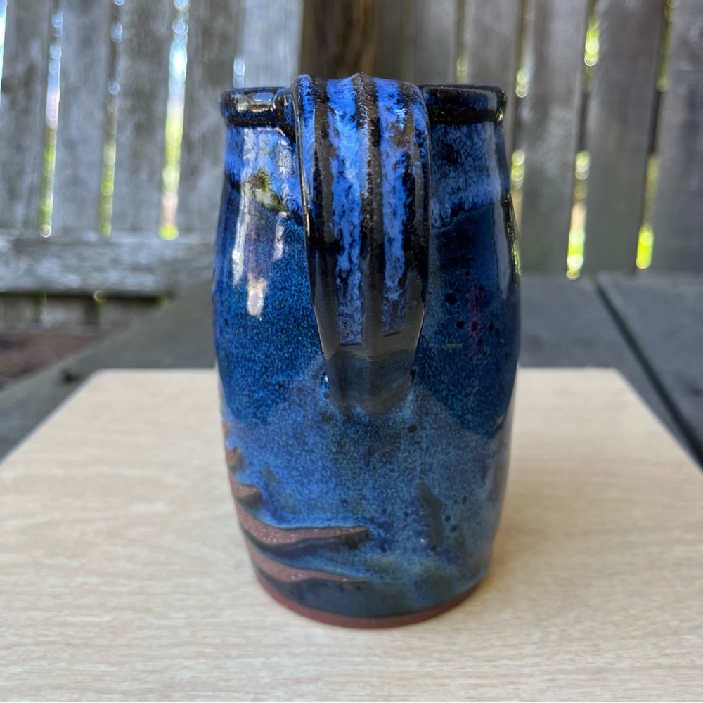 Handmade Ceramic Pitcher In Blue & Brown - Picture 4 of 15